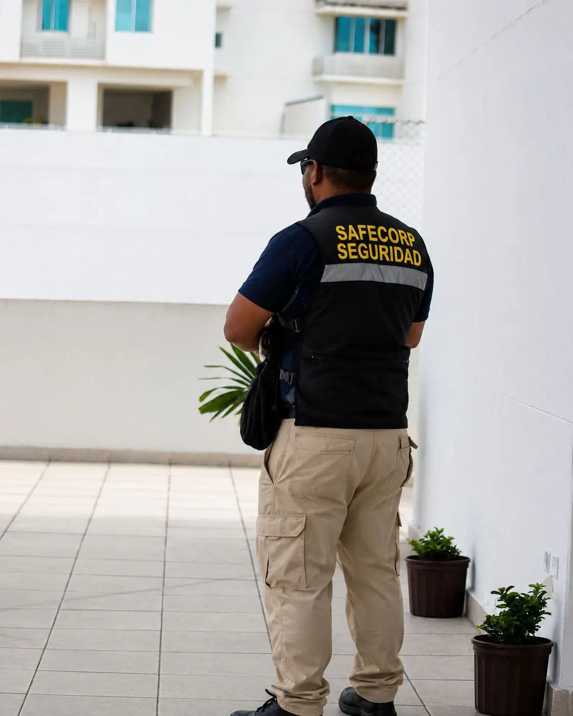 Agente de seguridad SAFECORP en un residencial de Panamá